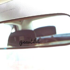 "Beautiful" Rear View Mirror Car Mirror Decal | Christmas Gift for Girls Teens
